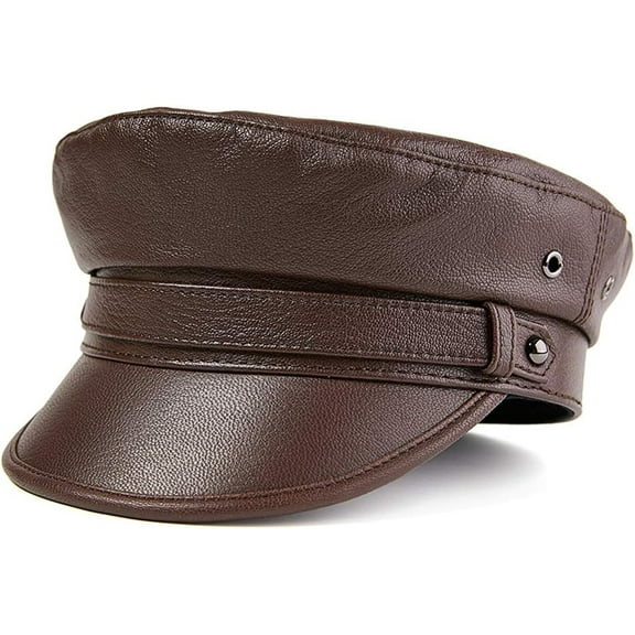 YooGuoGuo Men Sheepskin Leather Military Cap Winter Warm Hat