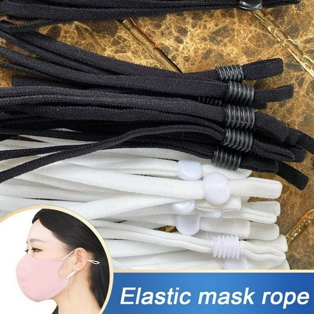 100 PCs Sewing Elastic Bands Cord Strap Loop with Adjustable Buckle for DIY  Mask