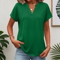 thumbnail image 2 of Short Sleeve Tops for Women Solid Color V Neck Tops 2026 Summer Casual Shirts Work Blouses Business Tunic Top Green S, 2 of 7