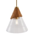 thumbnail image 4 of 14" Modern Rattan Glass 1-Light Pendant Light Adjustable Hanging Chandelier for Kitchen Island, Dining Room, 4 of 12
