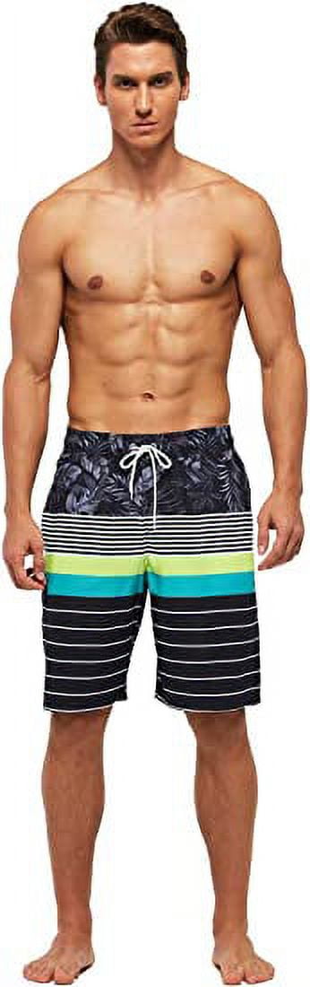Tyhengta Men's Beach Pants Quick Drying Swimming Trunks Mesh Lining Flower stripe 36