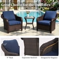 thumbnail image 3 of Joyside 3 PCS Patio Conversation Set with 55" LoveSeat Sofa & 360° Swivel Chairs, Wicker Rattan Outdoor Furniture with Washable Cushions for Garden, Lawn, DarkBlue, 3 of 7