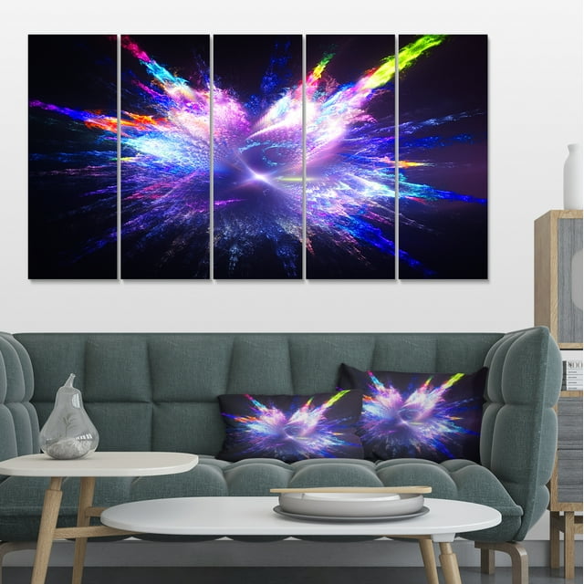 Explosion Bleue de Gouttes de Peinture - Impression sur Toile Florale