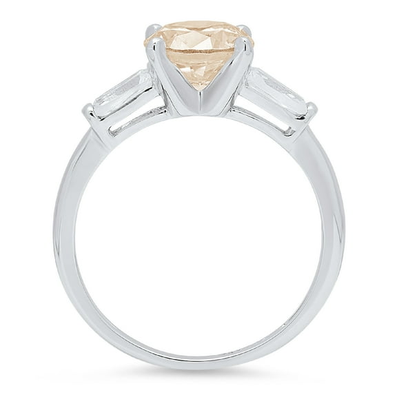 2 ct Round Cut Simulated Champagne Diamond Three-Stone Engagement Ring for Women in 18K White Gold