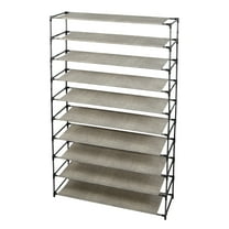 Simplify 10-Tier Space Saving 50 Pair Shoe Rack, Fabric, Metal and Plastic, Gray and Black