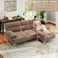 thumbnail image 2 of 85'' Modern Sectional Sofas Couches for Living Room, Chenille L Shaped Couches with Chaise for Small Spaces, Reversible Chaise, 3 Seater(Brown), 2 of 7