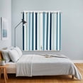 thumbnail image 4 of Teal Blue Stripe Kitchen Curtains 63 Inch Length, Ombre Geometric Aqua Vertical Striped Grommet Top Bedroom Living Room Curtains, Light Filtering Cafe Curtain Drapes 2 Panels Set 84''x63'', 4 of 9