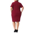 thumbnail image 4 of DARING DIVA Women's Plus Blazer Suit Set Notch Lapel Pencil Skirt 3X Burgundy, 4 of 6