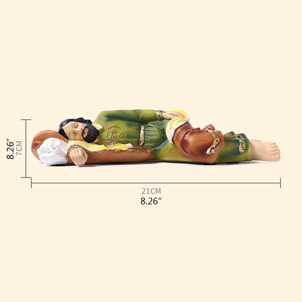 Oasiva 8 Inch Sleeping Statue Saint Catholic Religious Resin Garden Sculptures Gifts Home Desktop Ornaments