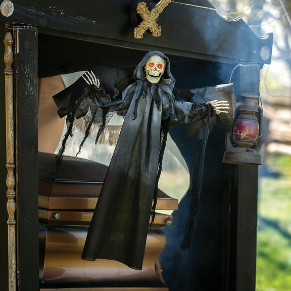 3 Ft. Hanging Grim Reaper with Wings Animated Prop Halloween Decoration