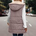 thumbnail image 5 of Womens hooded vest fleece Sleeveless Fleece Sherpa Jacket Reversible Zip Up Hoodie Pockets Warm Casual Loose Coat Fall Winter Clothing Outerwear, 5 of 6