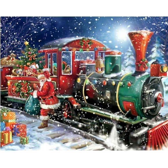 Jinsinto Wall Decor 5d Diy Christmas Diamond Painting Kits For Adults Kids, Santa Claus Full Round Drill Diamond Painting Art Kits For Beginners 5d Gem
