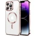 thumbnail image 1 of Entronix Funda Magnética Brillante Compatible con iPhone 15 Pro: Carcasa Transparente, Fina y Resistente a los Golpes con Anillo Magnético, Color Rosa, 1 of 9
