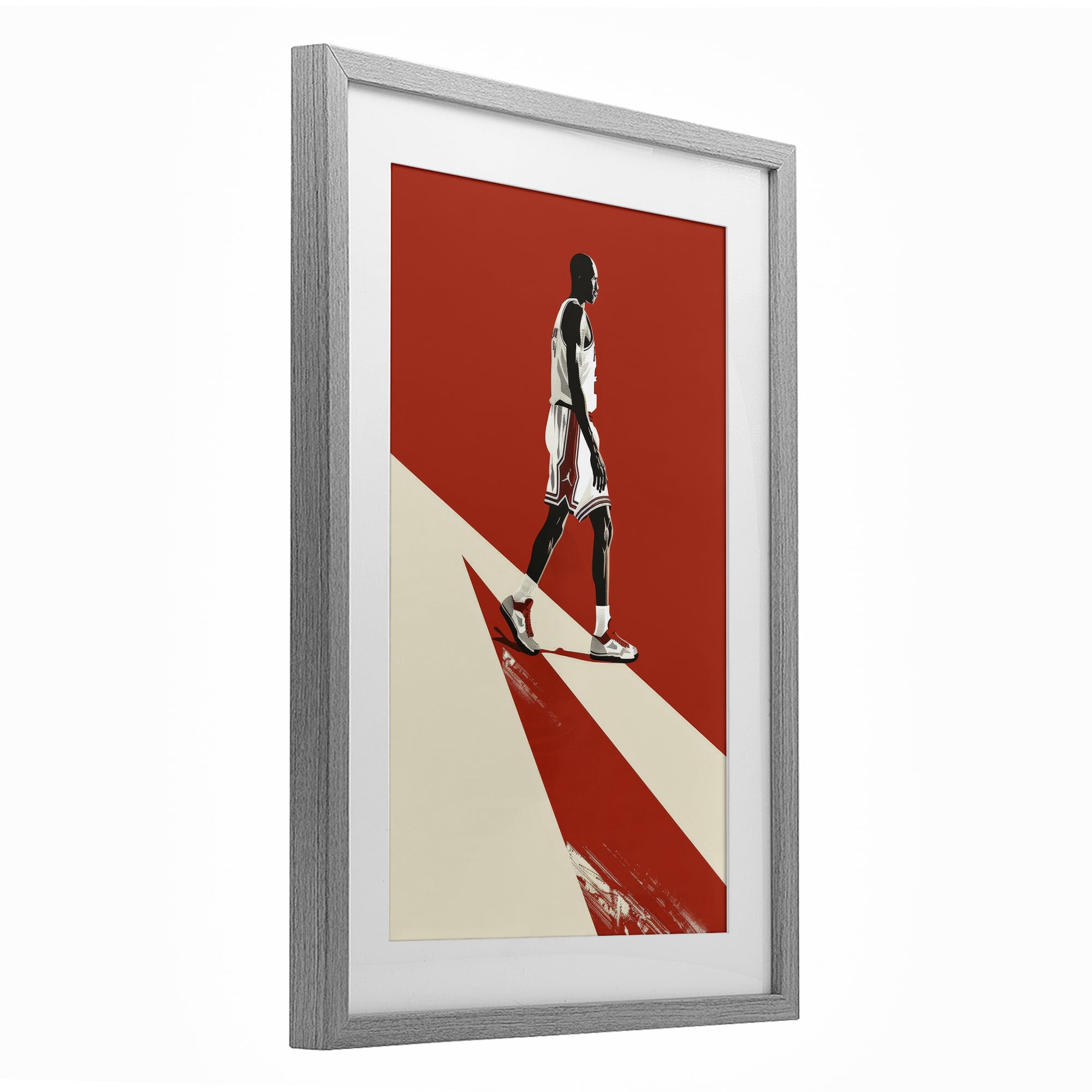 Stupell Industries Retro Basketball Legend Gray Framed Print Under Glass, design by Ray Powers