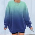 thumbnail image 2 of Hoodies Women Fall Loose Fit Crew Neck Long Sleeve Rolled One Shoulder Gradient Leisure Cotton Pullover Sweatshirts(Blue,XXL), 2 of 5