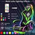 thumbnail image 3 of Hoffree Gaming Chair with Speakers and RGB LED Lights Ergonomic Massage Gamer Chair with Footrest High Back with Lumbar Support for Adults, 3 of 9