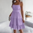 thumbnail image 6 of Snorda Ruffle Hem Dress for Women, Summer Sleeveless Spaghetti Strap Backless Layered Pleated Sundress, Flowy Tiered Skirt for Beach & Casual Daily Wear, 6 of 9