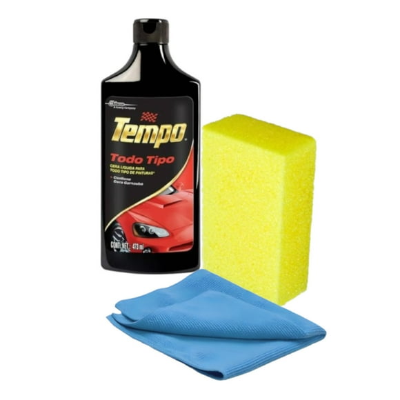 Cera líquida Tempo 473ml esponja y paño