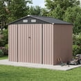 thumbnail image 3 of Clouddwell 8 x 6 FT Shed Outdoor Storage Shed with Double Hinged Large Door, Large Metal Shed with Lockable Door & Sloped Roof for Garden, Patio and Backyard, Brown, 3 of 7
