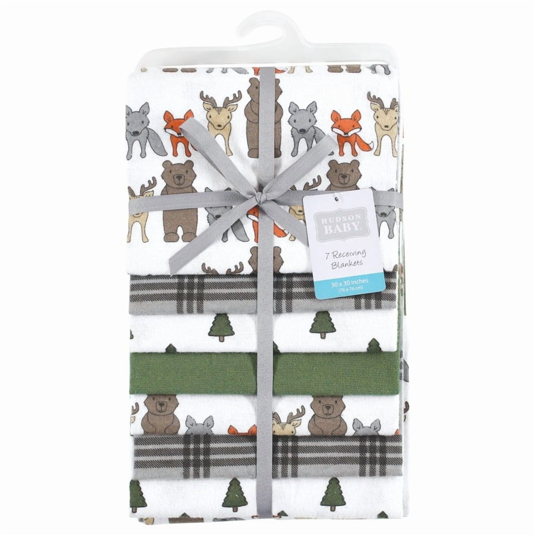 Hudson Baby Infant Boy Cotton Flannel Receiving Blankets Bundle, Wild Forest, One Size