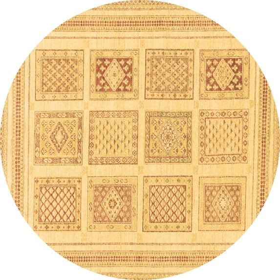Ahgly Company Indoor Round Abstract Brown Modern Area Rugs, 8' Round