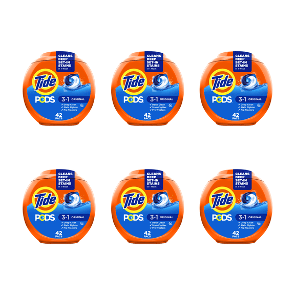 Tide Pods 3-in-1 Original Laundry Detergent Pacs (42 Count  x 6 ) – 6 Pack