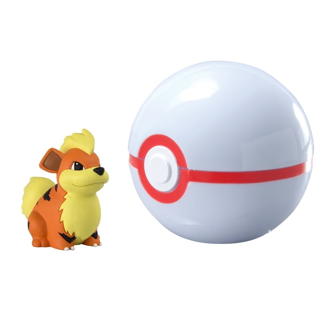 Poké Ball de juguete Pokémon clip and carry con figura de Growlithe