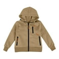 thumbnail image 3 of Cethrio Boys Zip up Hoodies Size 10-12, Drawstring Fall Long Sleeve Casual Sweatshirts for Boys Khaki, 3 of 3