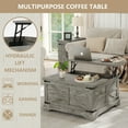 thumbnail image 3 of Furnihold Square Coffee Table with Storage Farmhouse Lift Top Coffee Table Wood Rustic Center Table for Living Room Home, Grey Oak, 3 of 7