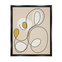 Stupell Industries Swirled Line on Beige Abstract Painting Black Floater Framed Canvas Art Print Wall Art, 17 x 21