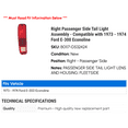 thumbnail image 2 of Right Passenger Side Tail Light Assembly - Compatible with 1973 - 1974 Ford E-300 Econoline, 2 of 2