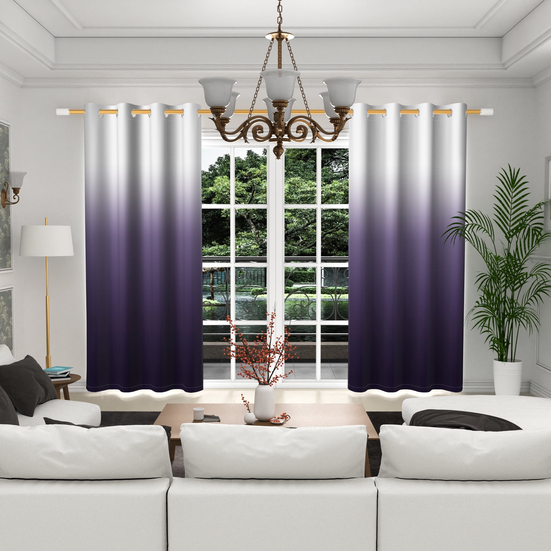LFEEY Purple Blackout Curtains, Grommet Light Blocking Room Darkening for Bedroom, 52x96 inches, 2 panels