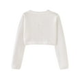 thumbnail image 5 of HWJAD 2-7 Years Girls Open Front Cotton Bolero Shrug Kids Long Sleeve Cropped Cardigan Knit Sweater, 5 of 6