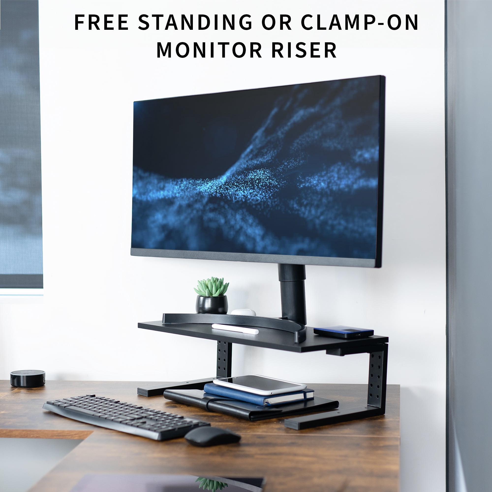 VIVO Black 22" Clamp-on Desk Extension Shelf for Monitor, Laptop, Printer