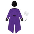 thumbnail image 4 of LiiYii Kids Vintage Victorian Medieval Steampunk Tailcoat with Hat Gloves Magic Wand Magician Outfits 4 Piece Set Purple 6, 4 of 7