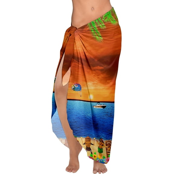 HAPPY BAY Women's Summer Sarongs Coverups Bikinis Long Vacation Wraps Beachwear Pareos Beach Swim Cover ups Swimsuit Women Sarong for Swimwear One Size Orange, Beach