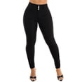 thumbnail image 4 of Moda Xpress Women’s Junior Butt Lifting High Waist Hyper Stretch Black Skinny Jeans 10554N, 4 of 7