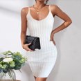 thumbnail image 2 of Womens Summer Sleeveless Sexy Mini Bodycon Dress V Neck Knit Ribbed Slim Fit Night Out Club Party Dress Clubwear, 2 of 7