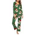 thumbnail image 2 of Riecok Christmas Pajamas for Women Plus Size Long Sleeve Santa Claus Printed Tops and Wide Leg Pant Cozy Sleepwear Matching Outfits, 2 of 5