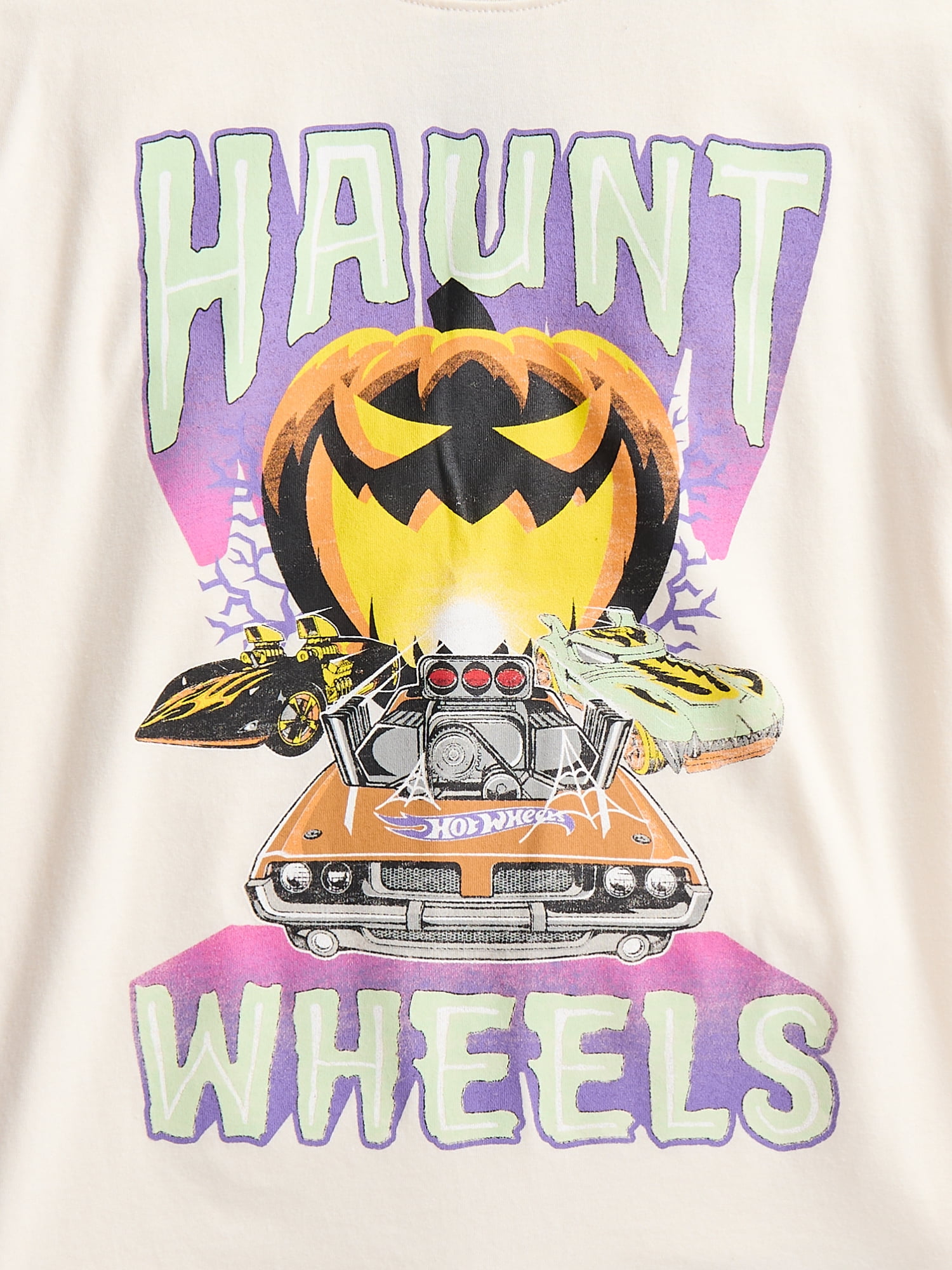 Hot Wheels Haunt Wheels Boys Halloween Graphic Tee with Short Sleeves, Sizes 4-18