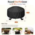 thumbnail image 4 of GASPRO Fire Pit Cover Round 36 Inch, 600D Heavy Duty Fabric with Waterproof Patio Fire Table Cover with PVC Coating, Tear & Weather Resistant, UV & Fade Resistant, Windproof, 36" Dia x 20" H, Black, 4 of 11
