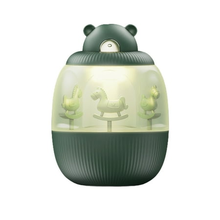

MERILER Carousel Music Box Mini Humidifier with Colorful Lights and Adjustable Mist Perfect for Office Home and Desk Use