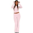 thumbnail image 3 of Scyoekwg Workout Outfits For Women 2 Piece Slim Fitting Sports Sets Long Sleeve Tops Long Pants Fashion Two Piece Set Casual Matching Outfits Sets (Pink,S), 3 of 6