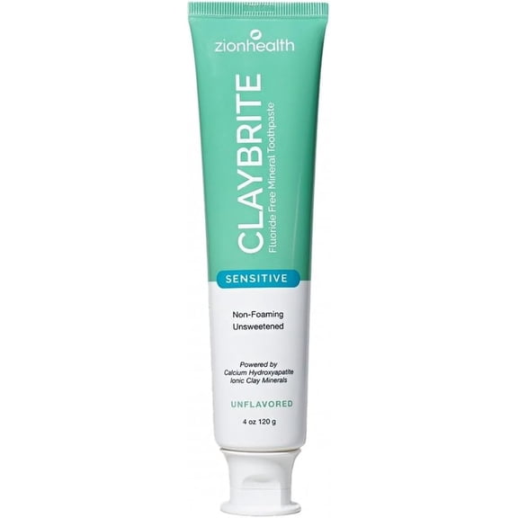 Zion Health ClayBrite Sensitive Mineral Toothpaste Flavor Free - 4 oz Pack of 2