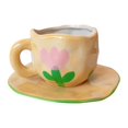 thumbnail image 2 of Taza de Café de Cerámica, con Bandeja , Taza de Té de Leche, Taza para Beber para Agua Caliente O Fría, Hogar, Navidad, Reutilizable, Amarillo Baoblaze taza de café con leche, 2 of 8