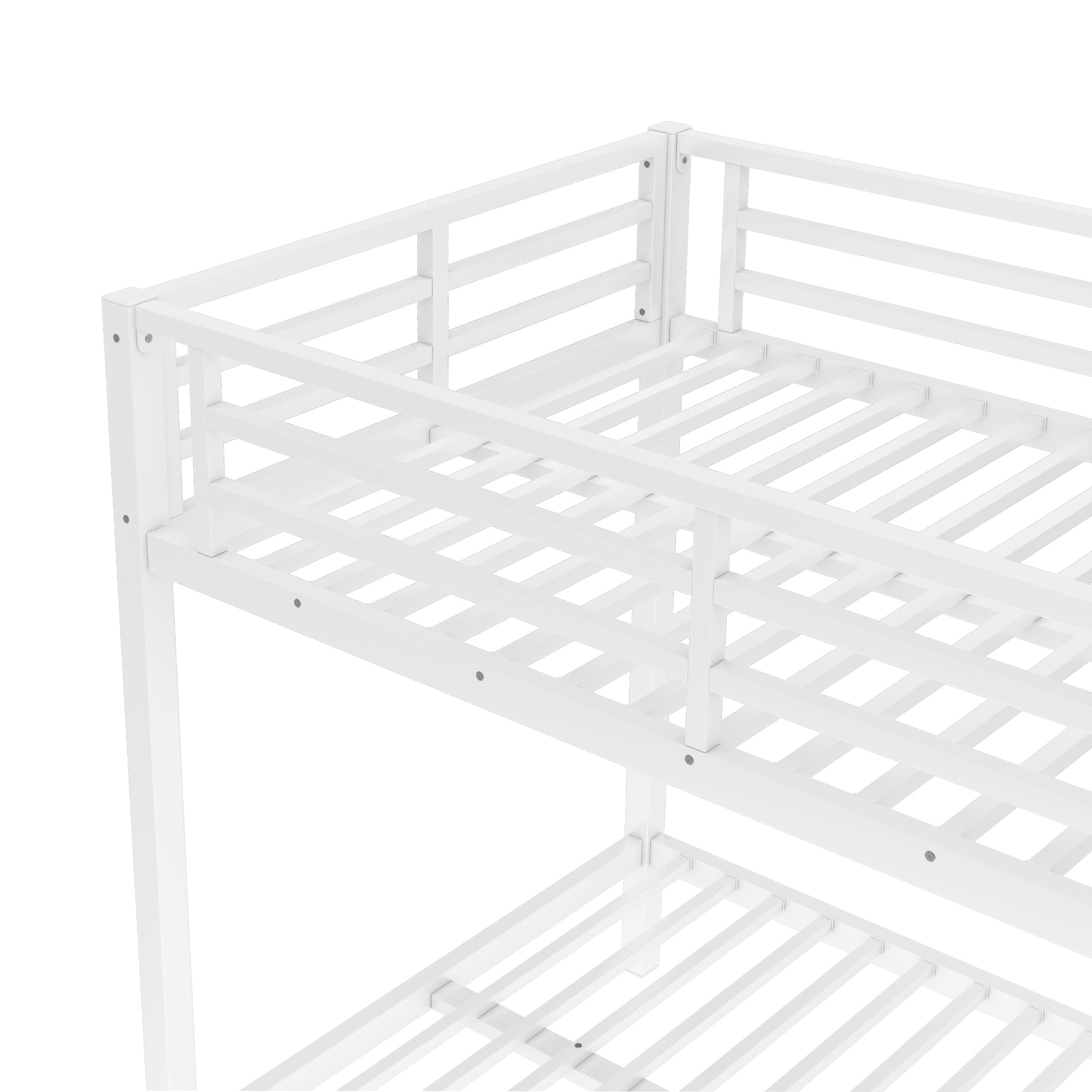 Aukfa Heavy Duty Twin XL over Twin XL Metal Bunk Bed for Kids, Teens and Adults, Space-Saving, White