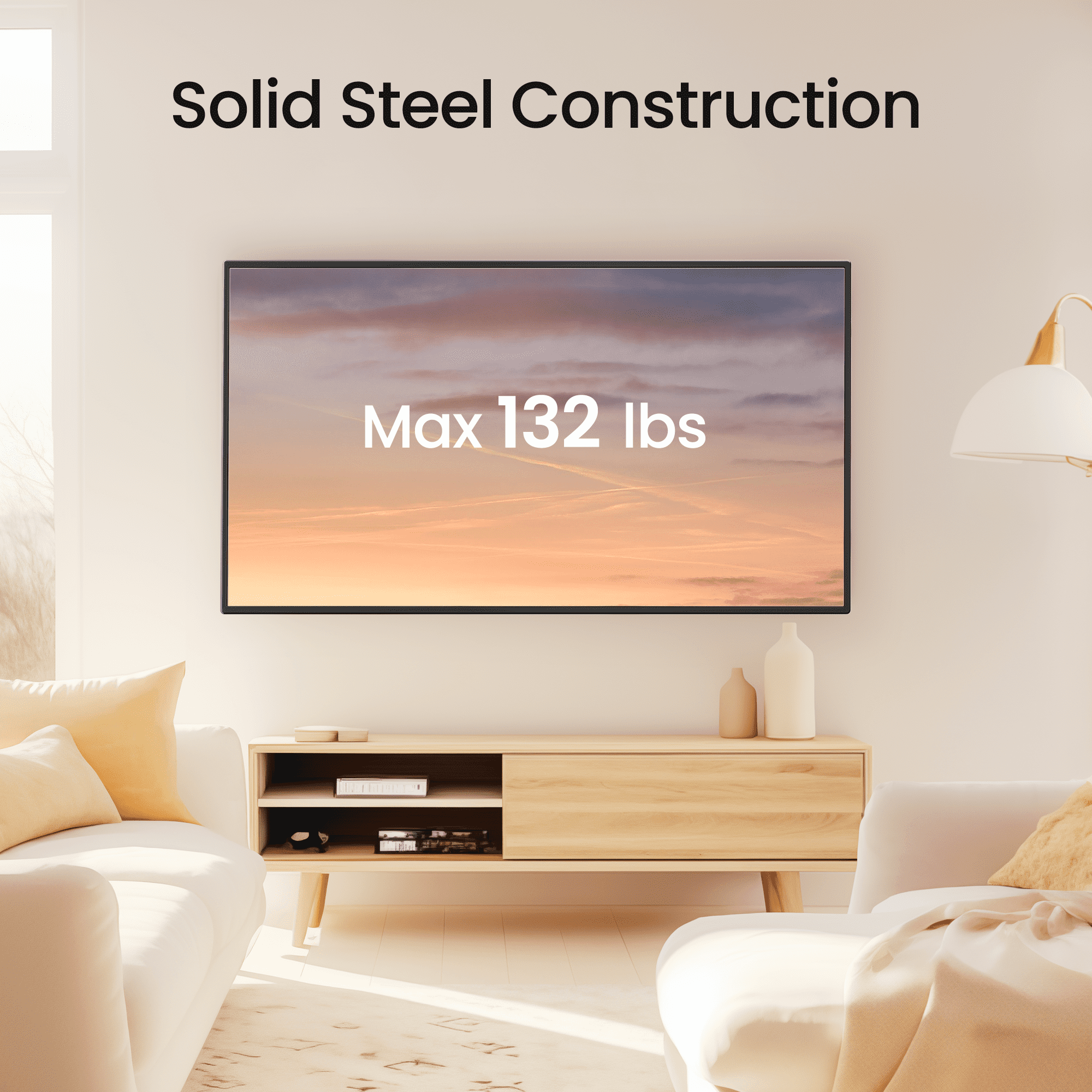 Tilting TV Wall Mount Bracket for 37-84 inch Flat Screen LED, LCD, Curved TVs, Low Profile TV Mount Max 600x400mm, Holds up to 132 lbs