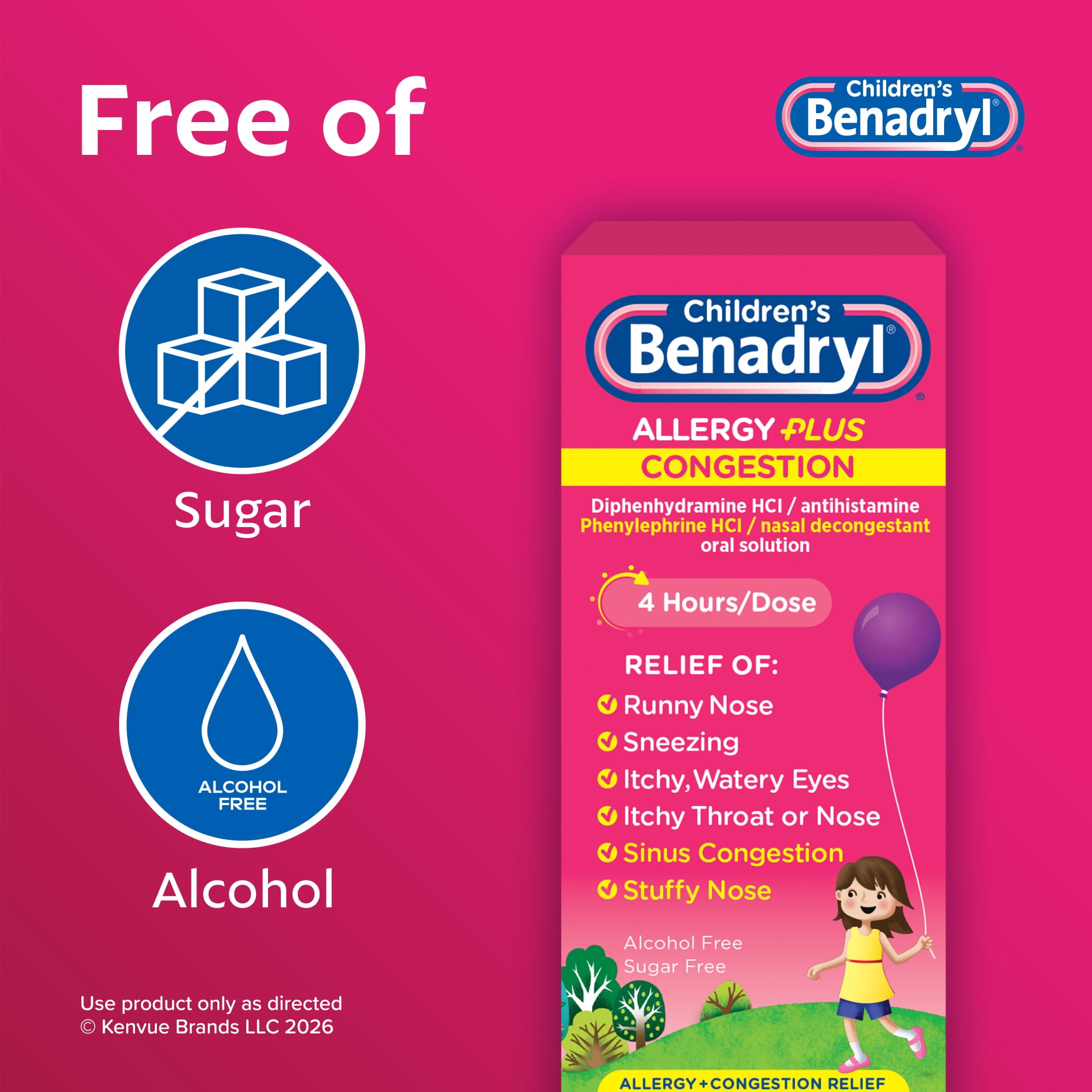 Children's Allergy Plus Congestion Relief Liquid, Grape, 4 fl. oz