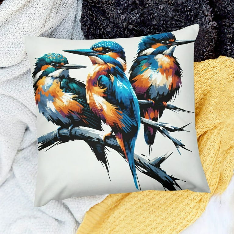 12x20 Lumbar Pillow Decorative Throw Pillows Small Throw Pillows for Couch Hand Painted Outdoor Birds Pillowcases Spring Summer Pillows Decorative Throw Cushion Covers Linen for Sofa Teal Blue Walmart...