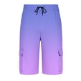 thumbnail image 3 of Men's Gradient Cargo Shorts, Drawstring Waist Loose Fit Utility Bottoms with Pockets, Summer Casual Streetwear for Outdoor Wear, 3 of 5